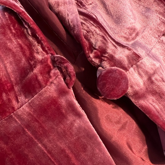 VINTAGE Alberto Makali Y2K Women Silk Velvet Jacket Burgundy Romantic Whimsigoth - Picture 6 of 15